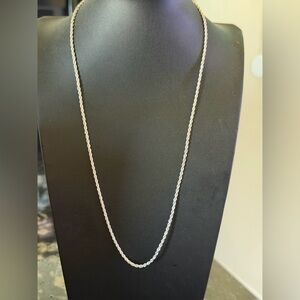 24”  Rope Chain Necklace 14k White Gold Plated